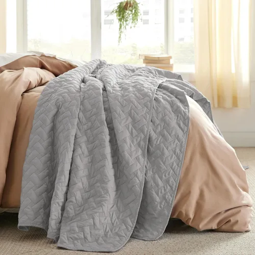 Miniatura 2 de Bedsure Colchas de tamaño Queen: colchas ligeras tamaño Queen con patrón de tejido de canasta, ropa de cama suave, colcha de edredón gris claro