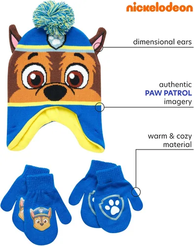Miniatura 2 de Nickelodeon Sombrero de invierno de Paw Patrol para niños 2 pares de guantes o mitones niñosniños pequeños