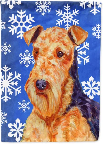 Miniatura 156 de Caroline's Treasures SC9374GF Bulldog English Snow flakes Holiday Garden Flag Buzón Bandera decorativa para patio exterior, patio, obras de arte