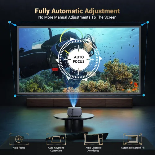 Miniatura 3 de Proyector con WiFi y Bluetooth: [Auto Focus/Keystone] - Proyector Bluetooth portátil compatible con NICPOW Full HD 1080P 4K para dispositivos