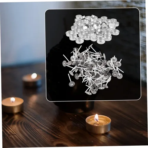Miniatura 4 de EXCEART Juego de 100 velas de aluminio para decoración de velas, contenedor de caja de aperitivos, kits de adornos caseros, estuche de mecha