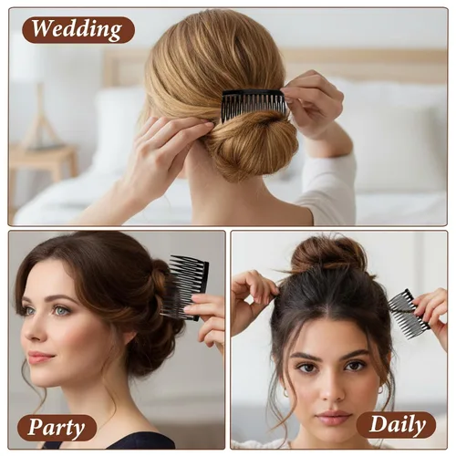 Miniatura 4 de cobee Peine francés para el cabello, 12 unidades, peine lateral francés, peines decorativos para el cabello, pinzas para el cabello para mujeres