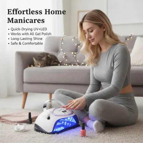 Miniatura 3 de Lámpara de uñas profesional de 288 W con 66 LED y sensor inteligente, pantalla digital, 4 ajustes de temporizador, luz LED UV de secado rápido