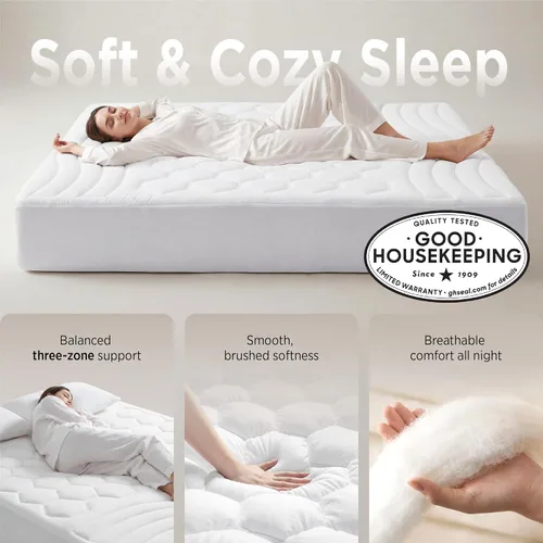 Miniatura 35 de Bedsure Protector de colchón beige individual XL – Cubrecolchón suave para dormitorio universitario, protector de cama individual extra largo