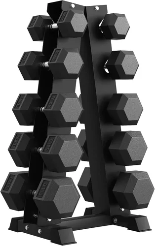 Miniatura 19 de PAPABABE Juego de mancuernas hexagonales con estante, 85-560 libras con revestimiento de goma, juego de mancuernas libres con estante