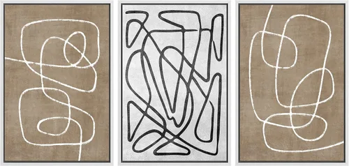 Miniatura 125 de SIGNWIN Lienzo enmarcado para pared, arte con pinceladas de flujo neutro en tonos beige abstractos, ilustraciones, arte moderno, decorativo