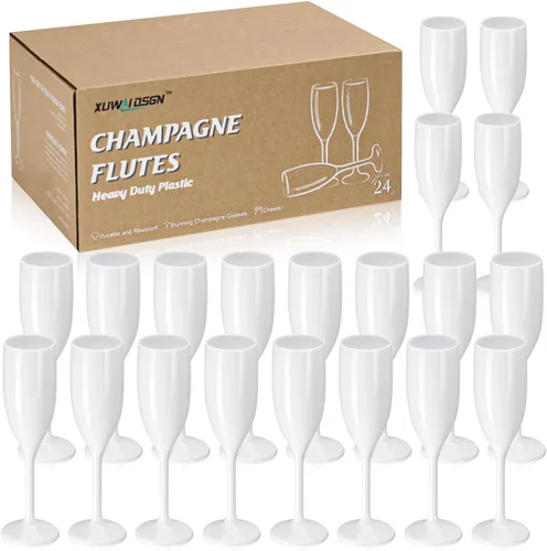 Miniatura 9 de XUWAIDSGN Copas de champán acrílicas, copas de champán para brindis de boda, copa de champán de plástico, reutilizable, irrompible, para despedida