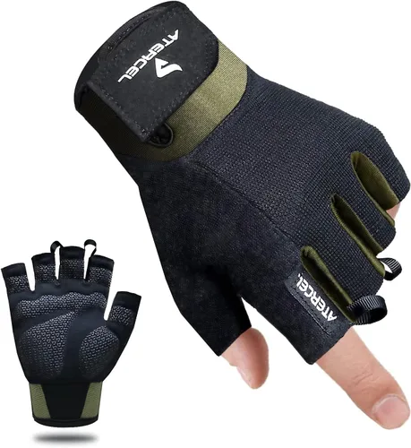 ATERCEL Guantes de entrenamiento para hombres y mujeres, guantes de ejercicio para levantamiento de pesas, ciclismo, gimnasio, entrenamiento, Verde