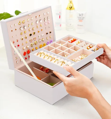 Miniatura 9 de Joyero para aretes para niñas, collares, anillos, caja organizadora de aretes para niñas, caja organizadora de aretes, caja organizadora de joyas