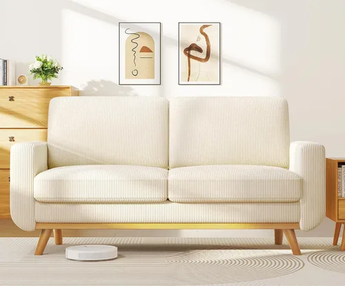 Miniatura 23 de Vesgantti Sofá modular en forma de U de 119 pulgadas, sofá modular de pana con asiento profundo y soporte de resortes, sofá convertible con 2 Beige