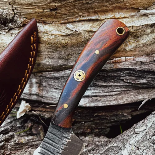 Miniatura 3 de Cuchillo de despellejamiento artesanal Titan International Knives de acero Carbon 1080 Cuchillo de hoja fija con revestimiento