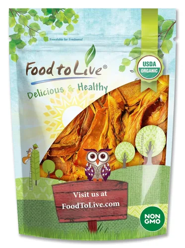 Food to Live Tiras de mango seco orgánico, 8 onzas, sin OMG, sin sulfuro, sin azúcar y delicioso bocadillo de frutas, masticable y natural, vegano,