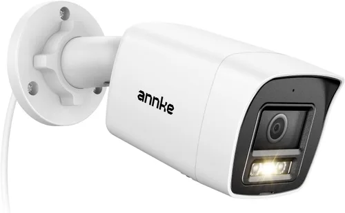 ANNKE Cámara PoE de seguridad 4K 8MP, cámara IP de vigilancia AI para exteriores con micrófono/audio, detección de vehículos y humanos AI, luz dual