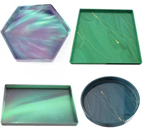 Miniatura 4 de Rolin Roly Moldes rectangulares grandes de resina para bandeja de silicona, molde de fundición, molde de epoxi para plato de bricolaje, soporte