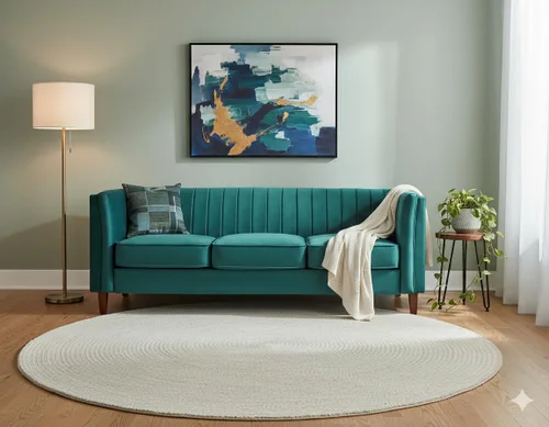 Miniatura 35 de Container Furniture Direct Sofá moderno de terciopelo de lujo para sala de estar con espuma de alta densidad, tapicería de tela suave, cojines