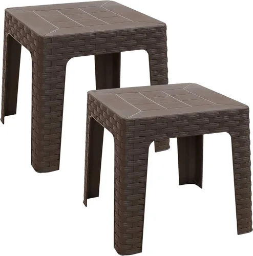 Miniatura 20 de Sunnydaze Adirondack - Mesa auxiliar pequeña para exteriores para elementos esenciales de balcón, mesa auxiliar cuadrada de plástico para patio
