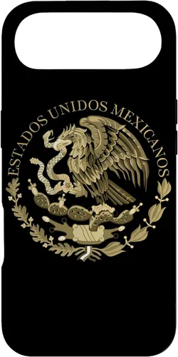 Miniatura 26 de iPhone 12 Pro Max Bandera de México sello del escudo de armas en caso sepia