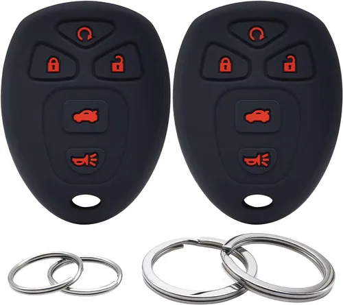Funda protectora de silicona para llavero de 5 botones, compatible con Chevrolet Cobalt Malibu Suburban Tahoe Traverse GMC Acadia Yukon Buick Negro