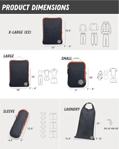 Miniatura 4 de TRIPPED Travel Gear - Cubos grandes de compresión para equipaje de viaje, organizadores de equipaje, juego de 7 piezas para equipaje facturado