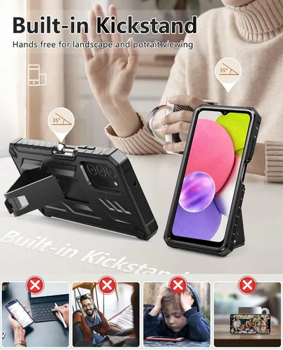 Miniatura 3 de SOiOS Funda para teléfono Samsung Galaxy A03S: Soporte duro integrado y protector táctil Militar a prueba de golpes TPU resistente suave resistente
