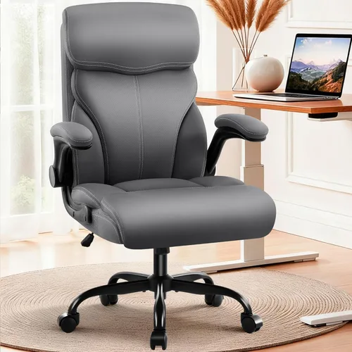 AreShark Silla de oficina – Silla ejecutiva de escritorio cómoda transpirable con respaldo alto y soporte lumbar, silla ergonómica de cuero rodante