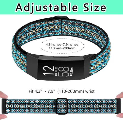 Miniatura 3 de Paquete de 4 correas elásticas compatibles con Fit bit Charge 4 Bands/Charge 3 Band/Charge 3SE Smart Watch Pulseras para mujeres y hombres, correas