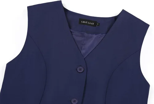 Miniatura 4 de MINTLIMIT Chaleco para mujer, totalmente forrado, con botones, cuello en V, formal, elegante, con bolsillos