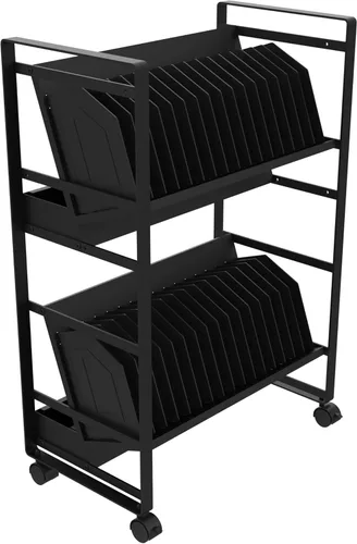 Miniatura 9 de Line Leader Estación de carga móvil para 16 dispositivos, carrito rodante de acero para laptops, tabletas y Chromebooks, diseño abierto
