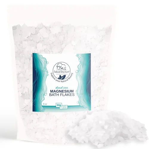 Natural Elephant Copos de baño de magnesio del Mar Muerto | Tamaño de viaje de 8 oz (227 g) | Remojo de cloruro de magnesio puro para cuerpo y pie |