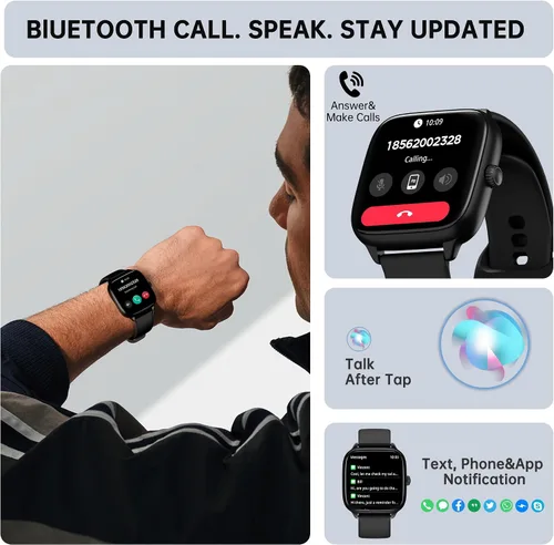 Miniatura 2 de JYUAJOI Reloj Inteligente de Salud y Fitness (Responder/Realizar Llamadas), Reloj Inteligente con Monitor de Frecuencia Cardíaca 24/7, Rastreador