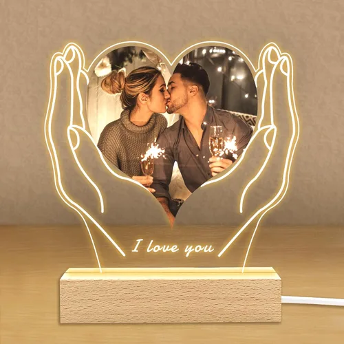 Miniatura 7 de Regalos de fotos personalizados para novio, novia, mujer, pareja, marcos de fotos personalizados, placa acrílica, luz nocturna para mejor amigo
