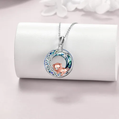 Miniatura 3 de Collar de cerdo de plata de ley S925, collar de cerdo de origami para mujer