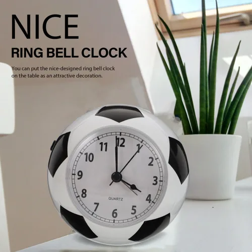 Miniatura 2 de Wakauto - Reloj despertador de escritorio con forma de balón de fútbol con campana silenciosa, reloj de mesa silencioso con luz nocturna de 4.72