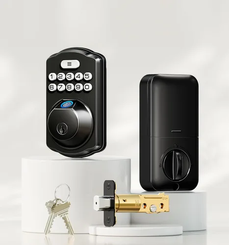 Miniatura 14 de Veise KS02A - Cerradura de puerta de entrada sin llave de huellas dactilares, bloqueo automático, cerrojo electrónico para puerta delantera, Negro