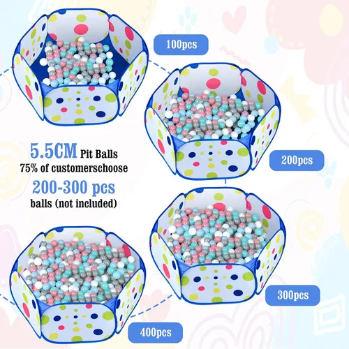 Miniatura 5 de Piscina de Pelotas para Niños, Tienda de Juego Emergente Azul Grande para Niños Pequeños de 1-3 Años Niñas y Niños para Juego Interior y Exterior