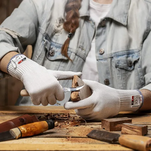 Miniatura 6 de NoCry Guantes de trabajo resistentes a los cortes: guantes duraderos resistentes a cortes con puntos de agarre, guantes de corte de nivel 5