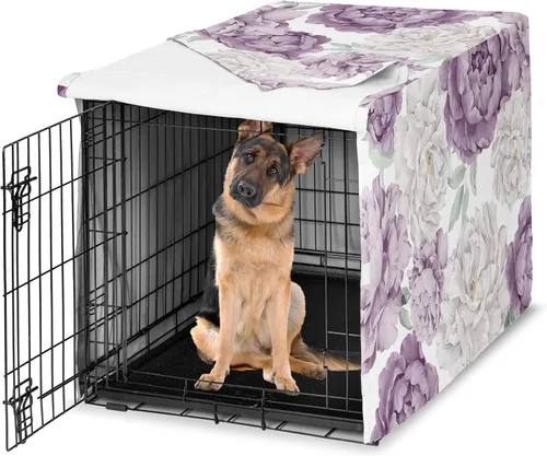 Miniatura 27 de Sweet Jojo Designs Cubierta para jaula de perro de 36 pulgadas (Boho Floral Rosa/Gris) para niñas, cubierta para perrera