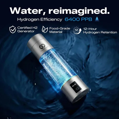 Miniatura 3 de PUREPEBRIX Botella de agua de hidrógeno – Máquina portátil de agua de hidrógeno 6400 PPB certificada por IHSA – Regalo de salud para padres, agua