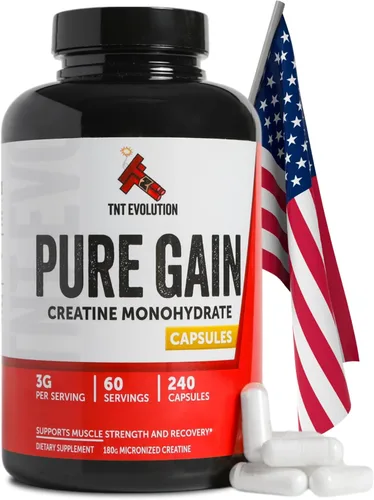 Cápsulas de monohidrato de creatina, cápsula de 750 mg para hombres y mujeres, 60 porciones, creatina micronizada pura para fuerza, fitness y