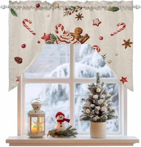 Miniatura 10 de Cortinas de Gnomos de San Valentín con Cenefa para Cocina, Cortinas con Bolsillo para Barra para Dormitorio, Sala de Estar, Baño, Cafetería, Negro