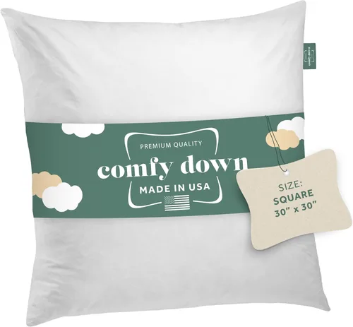 Miniatura 40 de ComfyDown Cojín de 12 x 12 pulgadas, relleno de plumas y plumas, funda 100% algodón, fabricada en Estados Unidos, funda de almohada decorativa suave