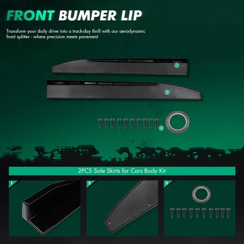 Miniatura 3 de SCITOO Kit de faldas laterales negras brillantes para carrocería de coche, 31 x 4 x 3 pulgadas, se adapta a falda lateral universal de ABS