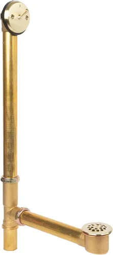 Miniatura 2 de Fine Fixtures Desagüe de ducha para bañera, tubo de latón calibre 20, kit de drenaje de desbordamiento de palanca de viaje, latón satinado