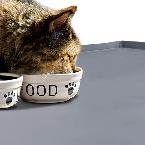 Miniatura 6 de Mantel individual de silicona para cuencos para comer para perros y gatos, impermeable, antideslizante. Tamaño: (18.5 x 11.5 pulgadas) borde elevado