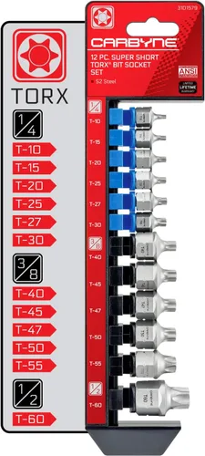Miniatura 8 de CARBYNE Juego de 8 piezas XZN Triple Square Super Short Low Profile Bit Socket Set – 12 puntos 0.157 in a 0.630 in, Dual-Drive: unidad cuadrada