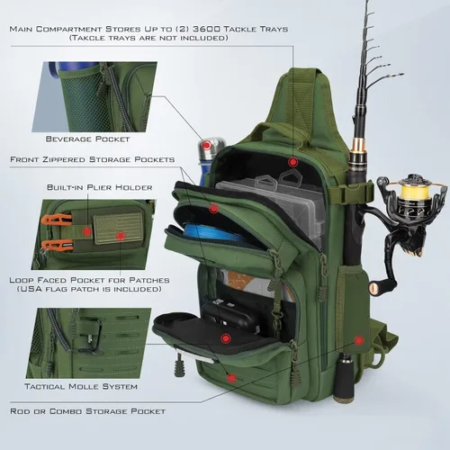 Miniatura 5 de KastKing BlowBak - Bolsa táctica para aparejos de pesca, mochila de pesca ligera, almacenamiento para equipo y equipo, regalo para hombres E: verde