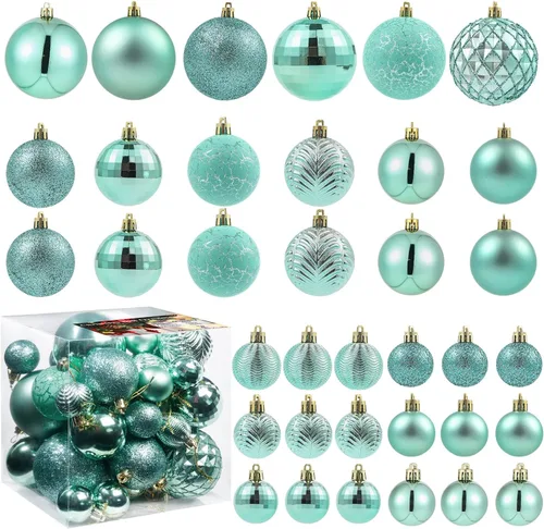 LANGXUN 36 bolas de decoración de árbol de Navidad de pavo real, bolas de Navidad, decoración de Navidad 2025, adornos de Navidad inastillables para