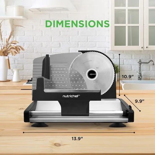 Miniatura 6 de NutriChef Cortador de carne eléctrico Cortador automático de carne, delicatessen y pan de 200W Selector ajustable para rango de corte de 0-15mm