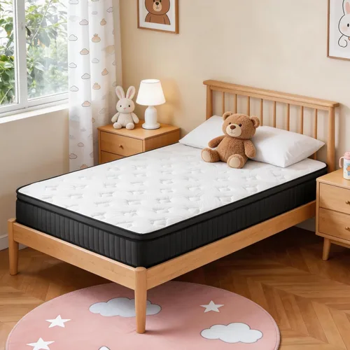 Miniatura 12 de Sunny Heart Colchón híbrido de espuma viscoelástica de 10 pulgadas, resortes embolsados para alivio de presión y apoyo cómodo, aislamiento