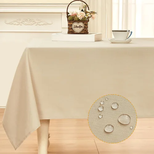 Miniatura 8 de Mantel rectangular de lino texturizado impermeable y sin arrugas, mantel de granja resistente a las manchas, mantel decorativo de tela para mesa